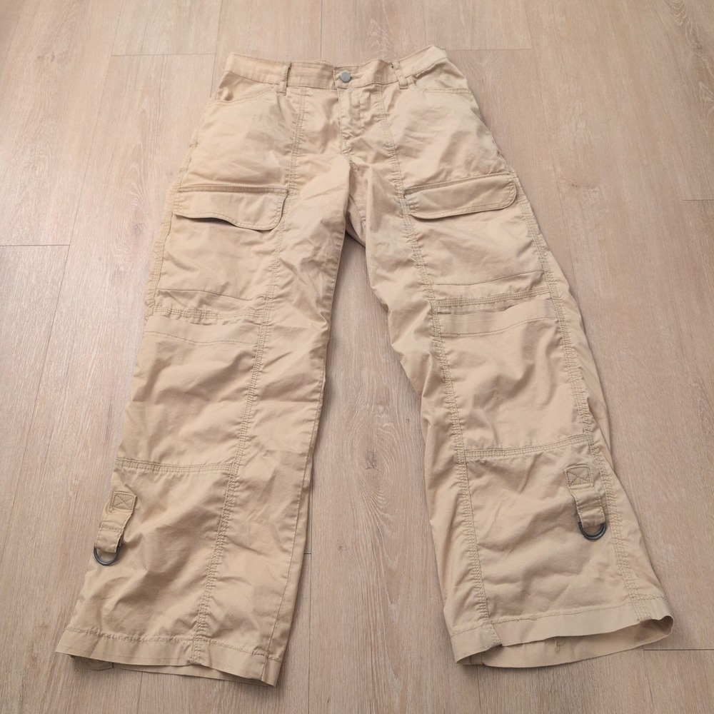 Sanctuary Standard Surplus Tan Khaki Cargo Pants Wide Leg 27 Utility D-Ring